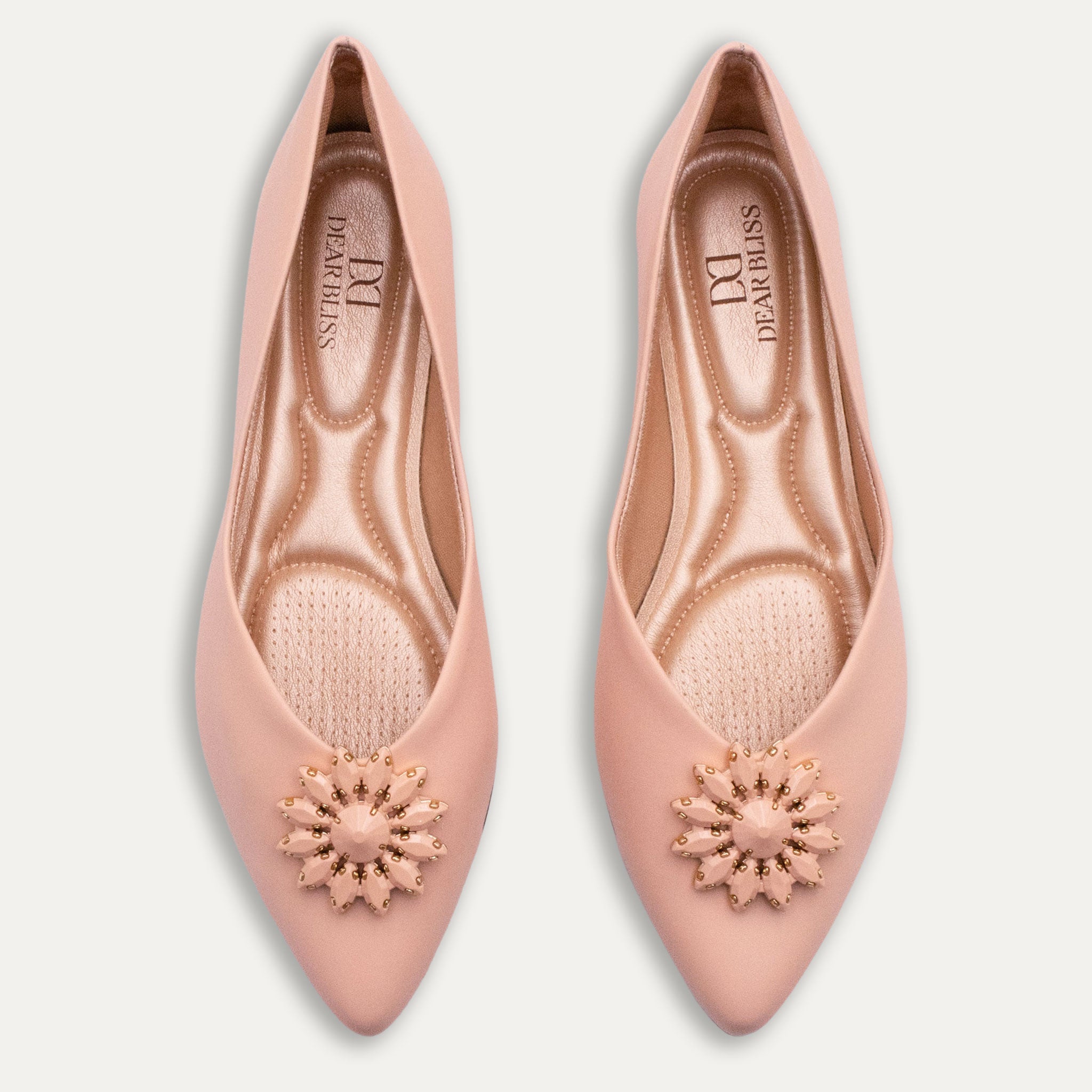 Estela Pointed Toe Flats Apricot