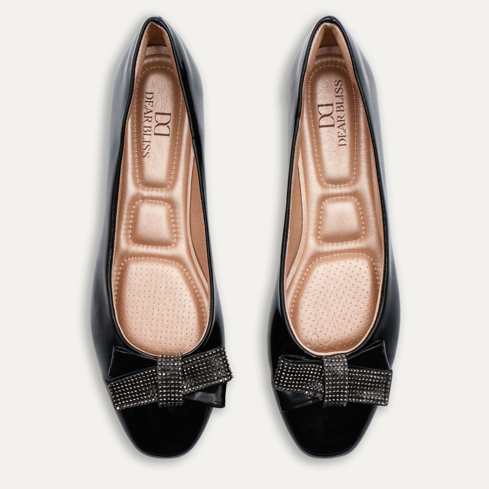 Maria Crystal Ribbon Ballet Flats Black