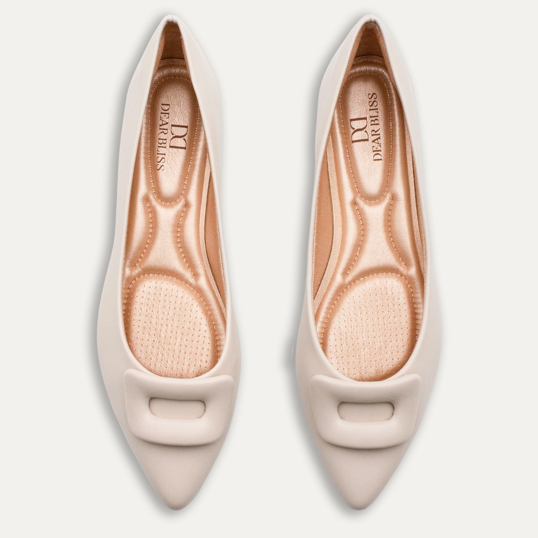Lia Pointed Toe Flats Off White