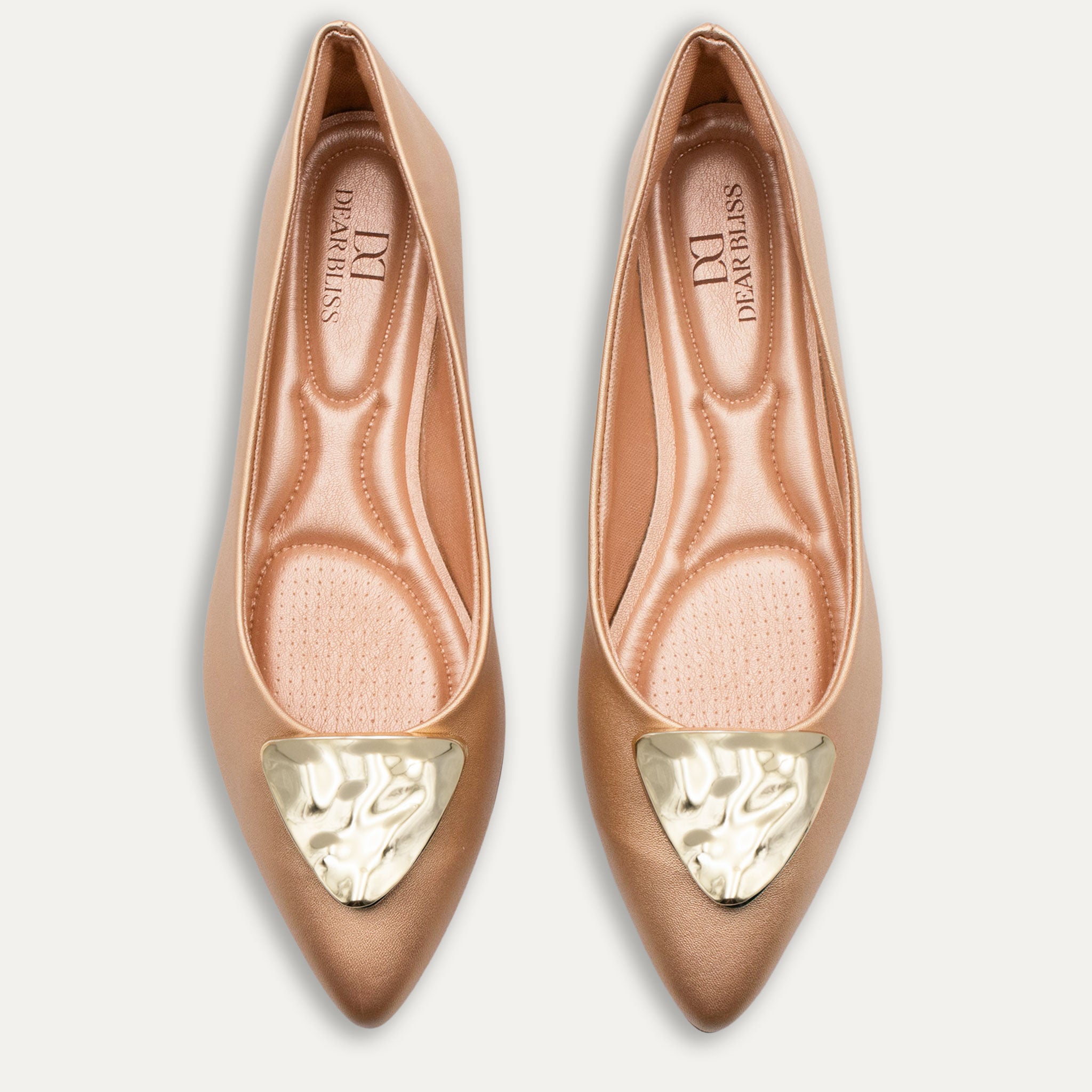 Elena Pointed Toe Flats Gold