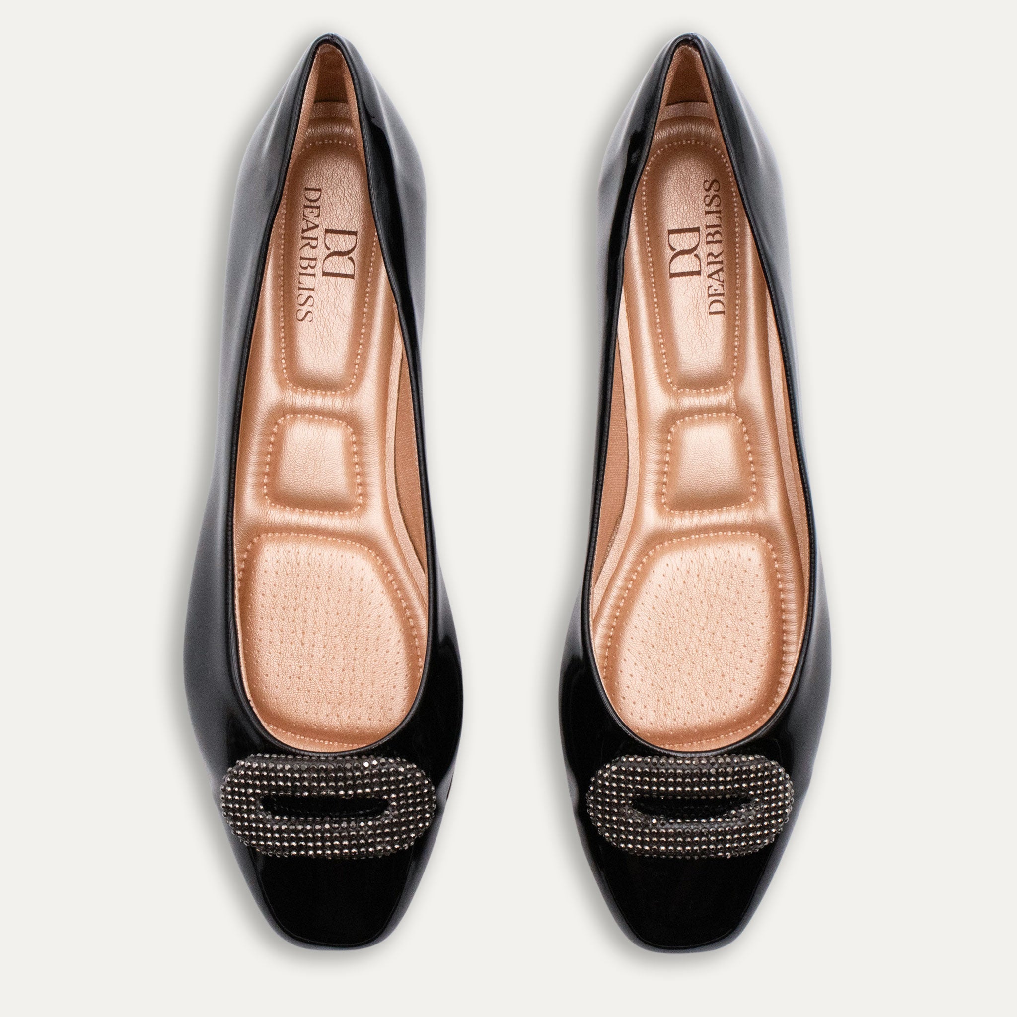 Adel Crystal Buckle Ballet Flats Black