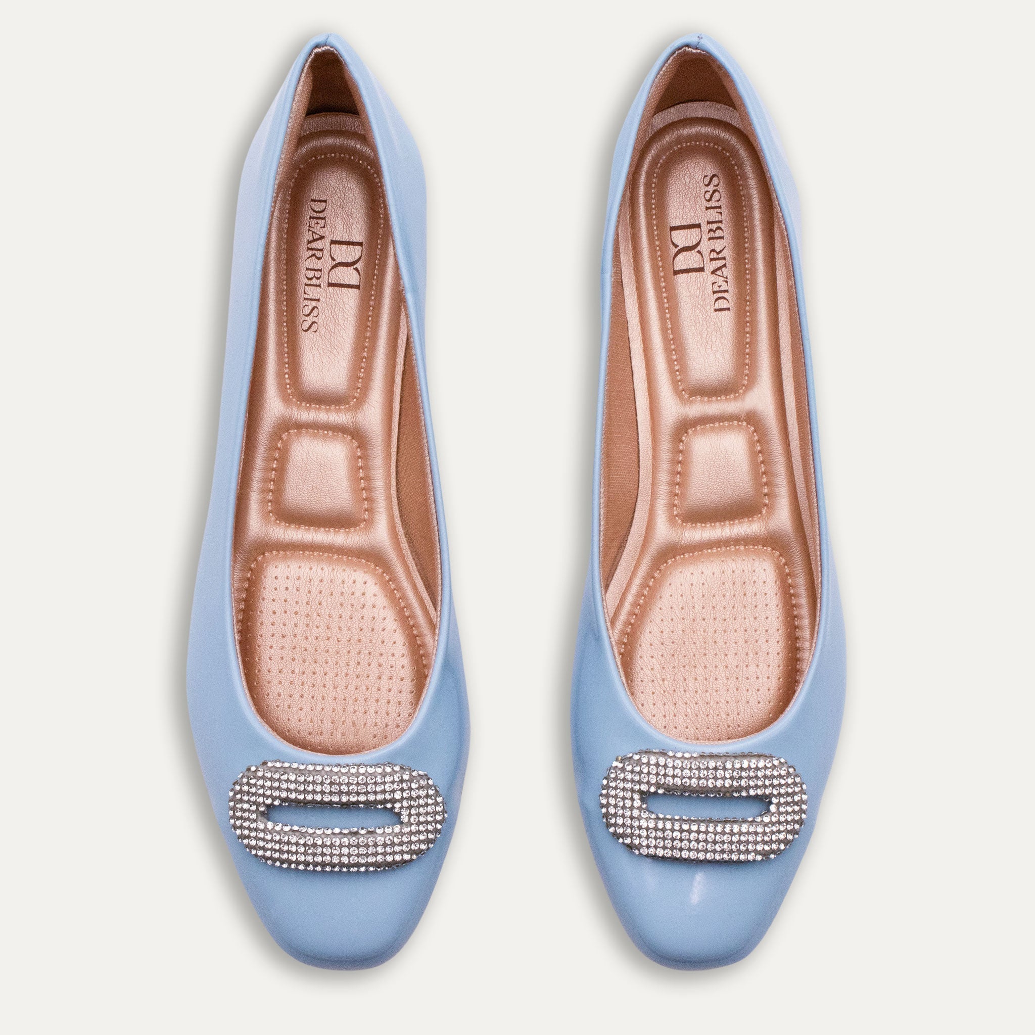 Adel Crystal Buckle Ballet Flats Blue