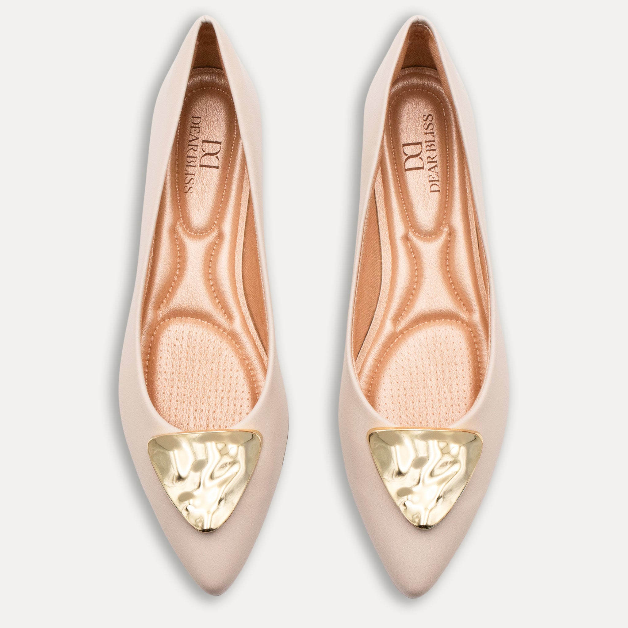 Elena Pointed Toe Flats Off White