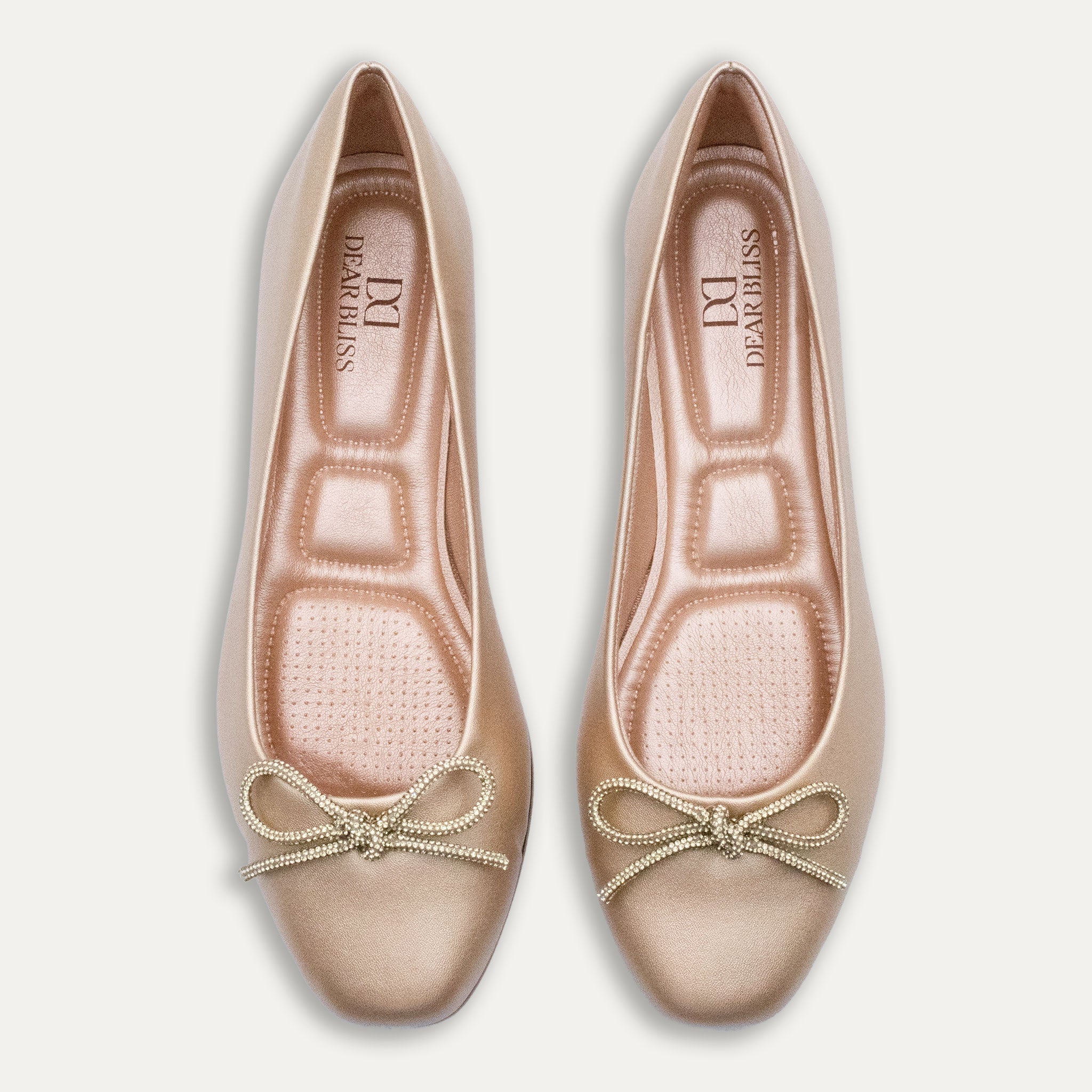 Lucia Metallic Bow Ballet Flats Light Gold