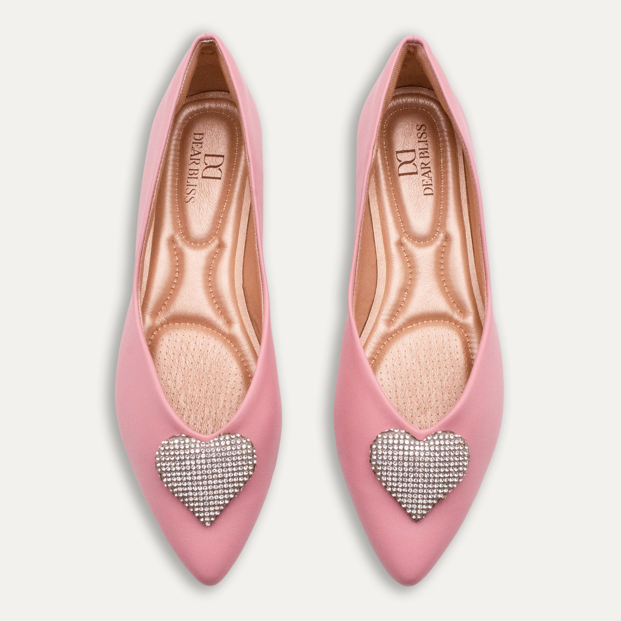 Leticia Heart Pointed Toe Flats Pink