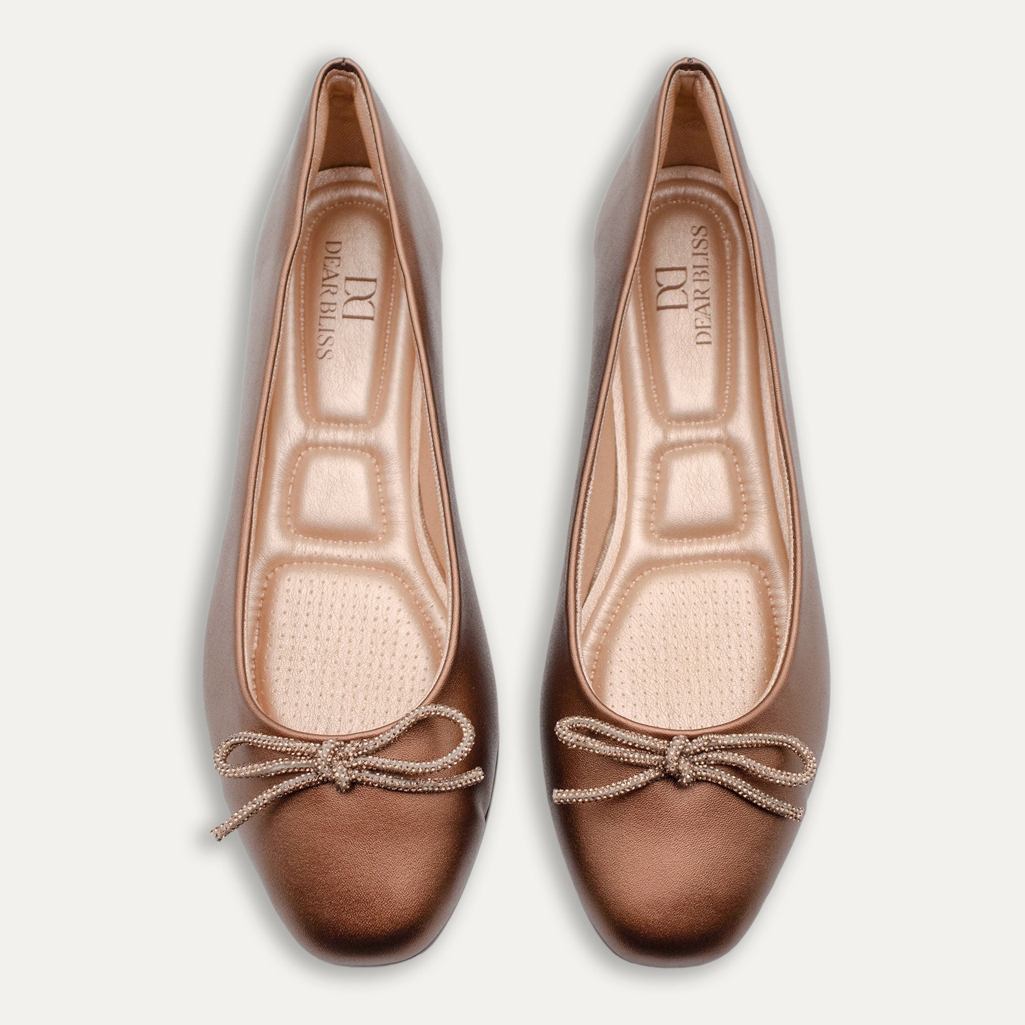 Lucia Metallic Bow Ballet Flats Bronze