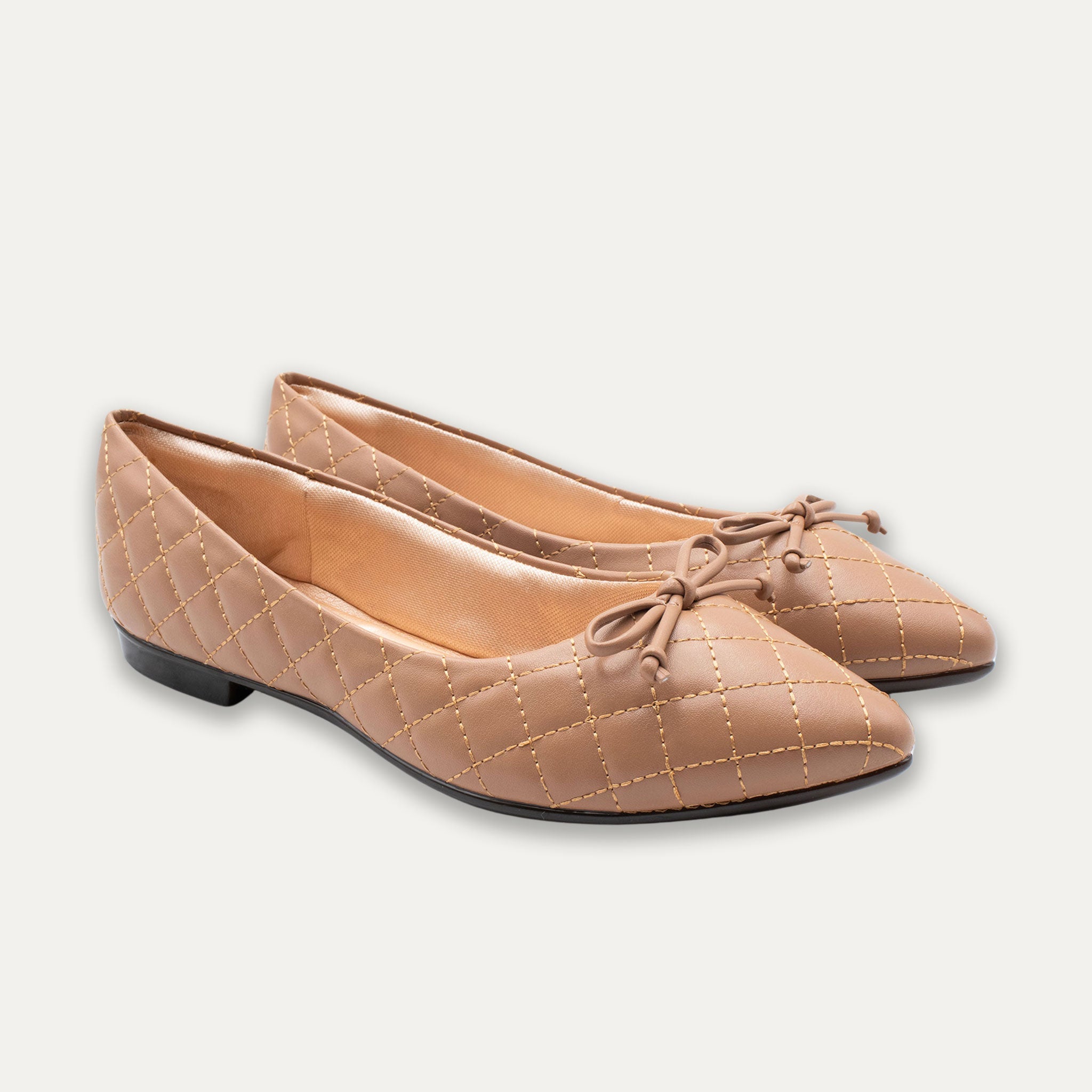 Adriana Bow Pointed Toe Flats Tan