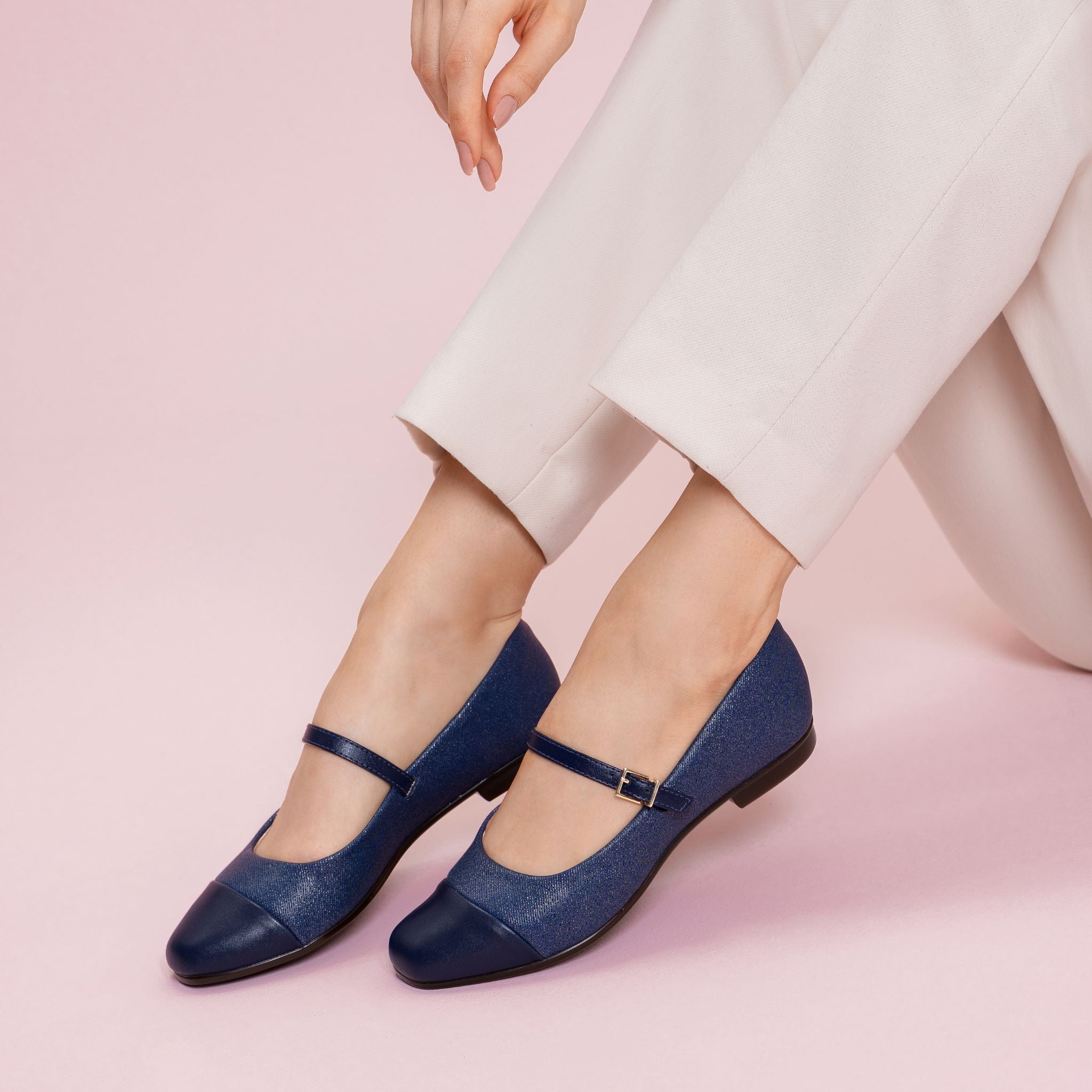 Mila Jeans Azul Mary Jane Ballet Flats