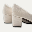 Vania Off-White Pointed Toe Block Heels