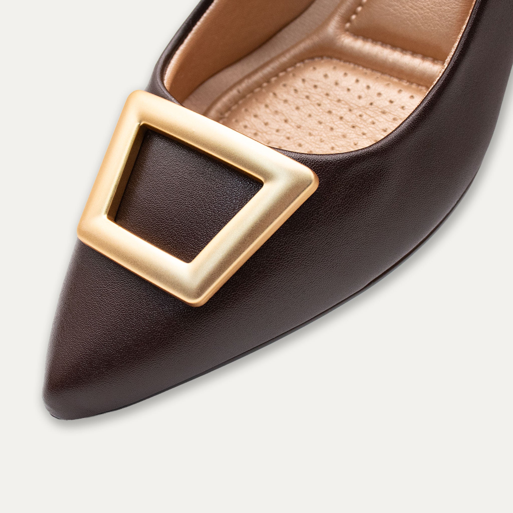 Verena Coffee Pointed Toe Block Heels