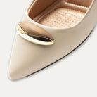 Violeta Latte Pointed Toe Block Heels