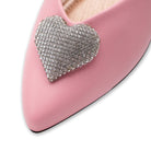 Leticia Heart Pointed Toe Flats Pink