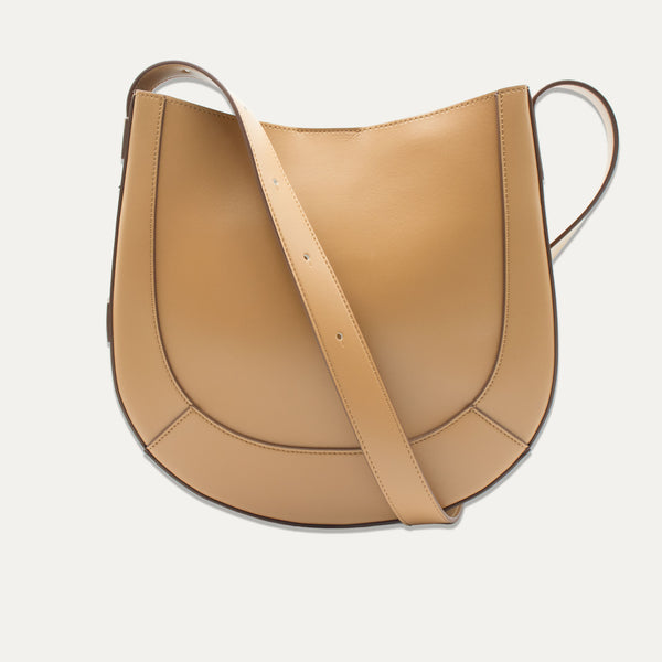 Raquel Camel Leather Hobo Shoulder Bag