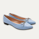 Luciana Crystal Bow Pointed Toe Flats Blue