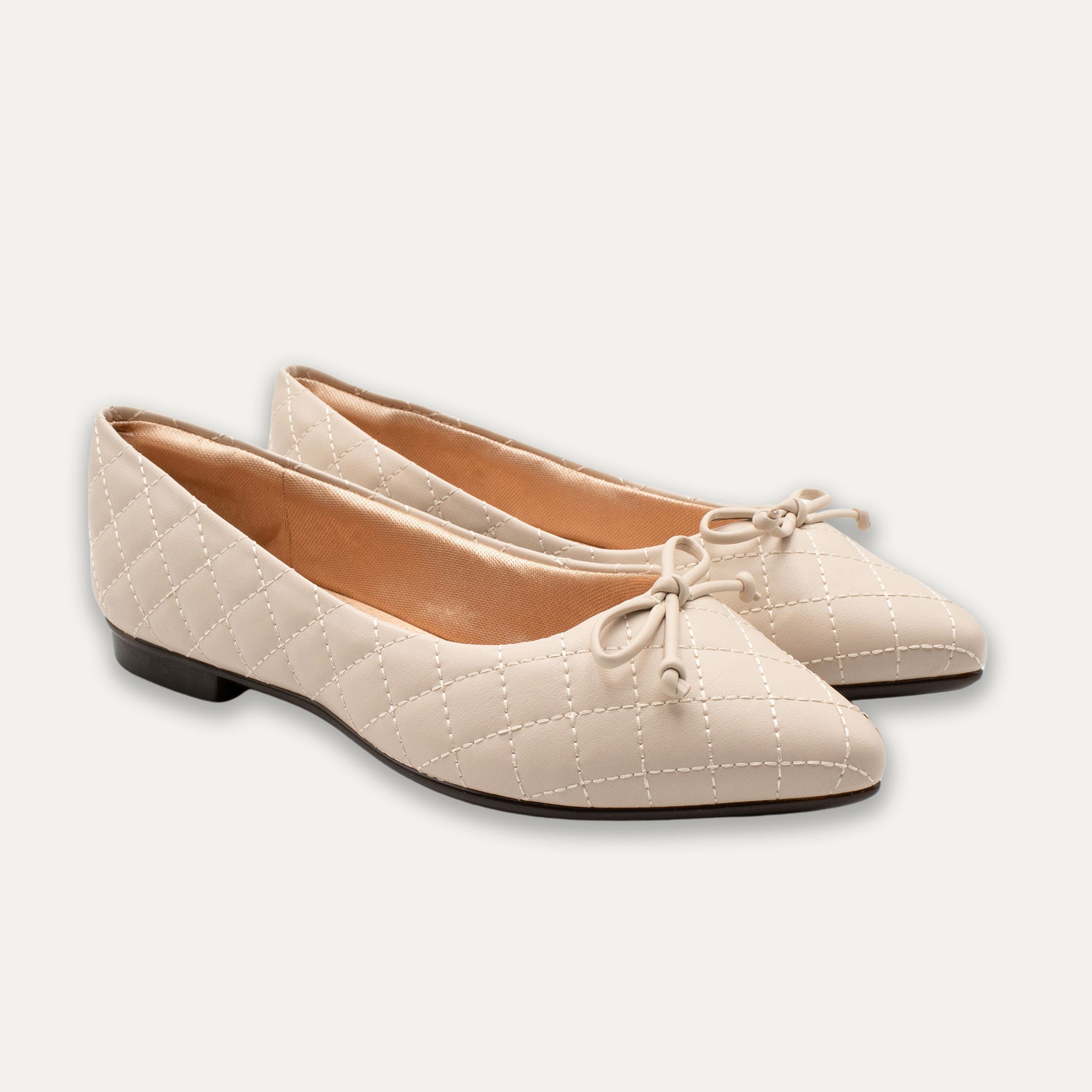 Adriana Bow Pointed Toe Flats Off White