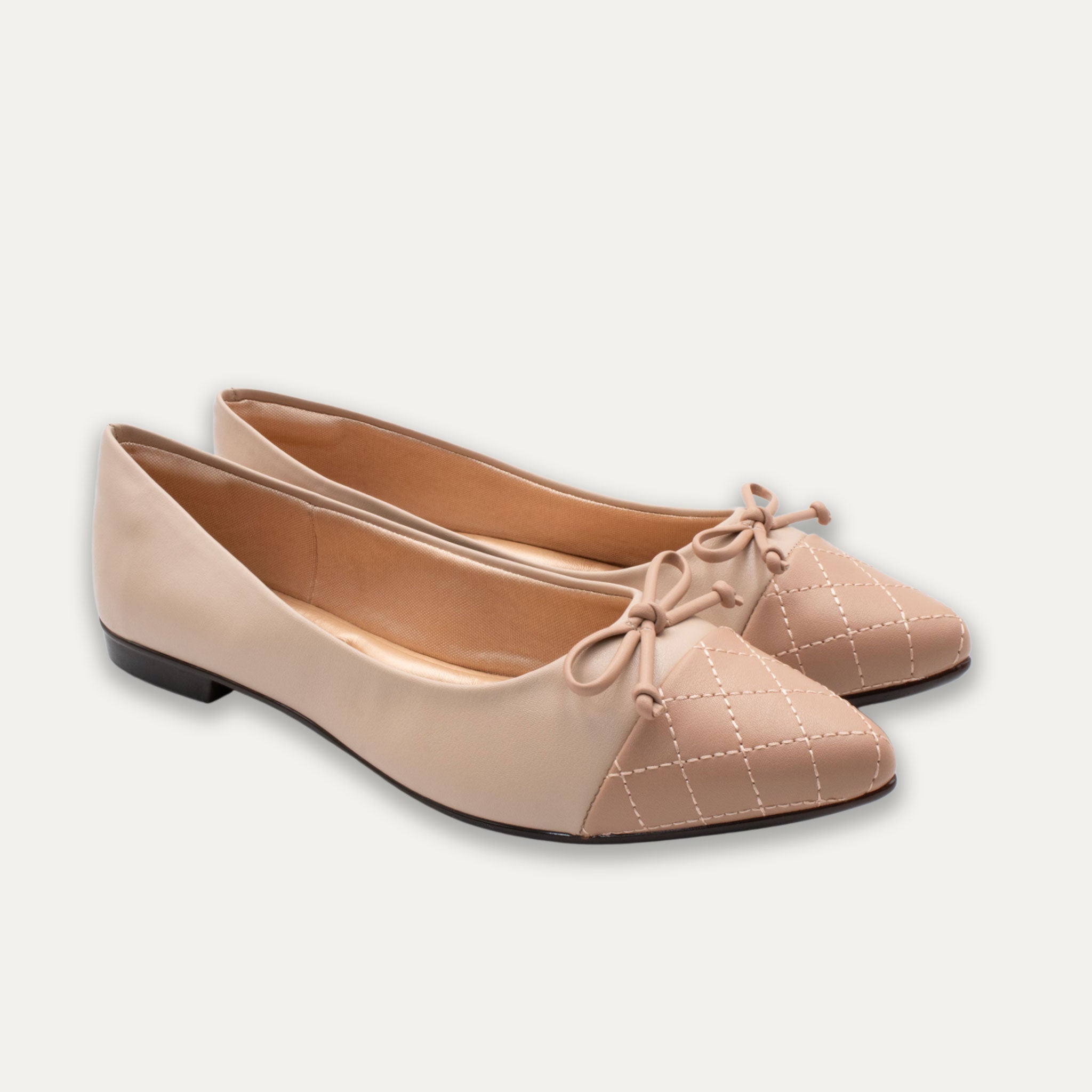 Camila Bow Two-Tone Nude Pointed Flats