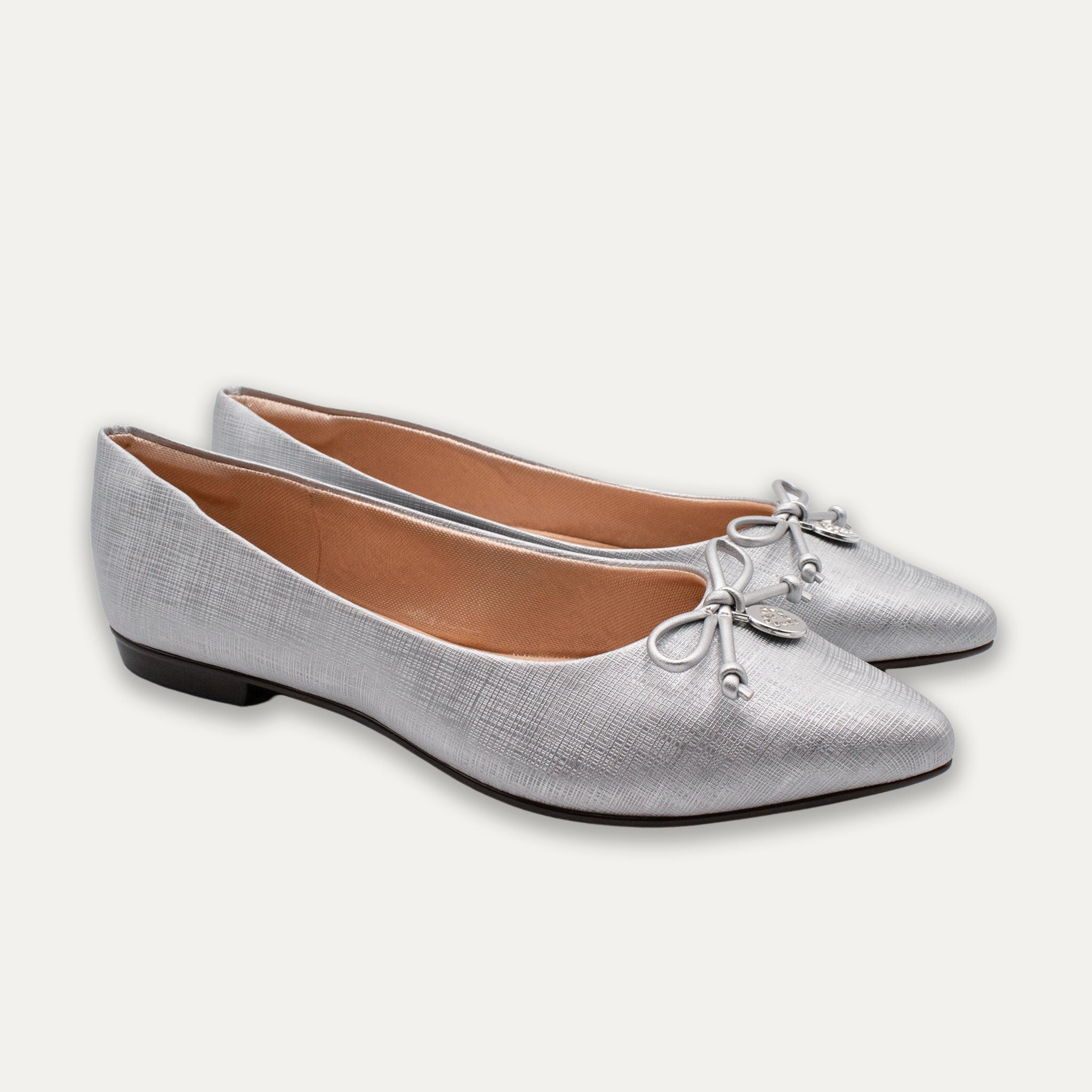 Yesenia Pointed Toe Flats Light Silver