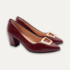 Verena Burgundy Pointed Toe Block Heels