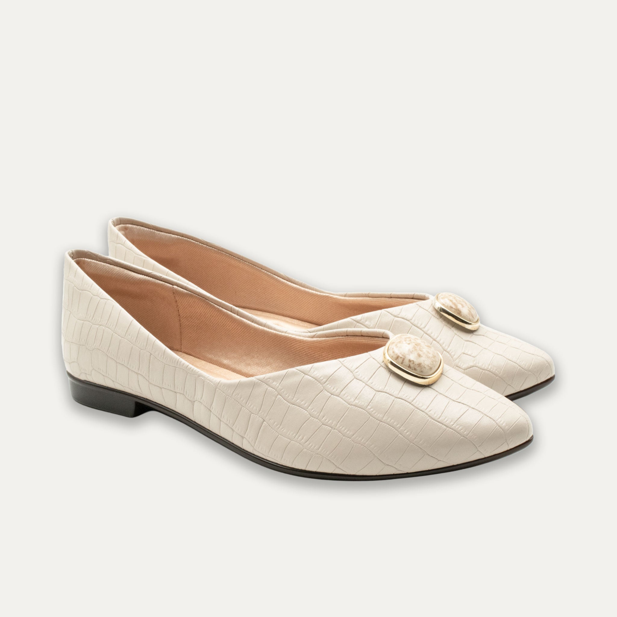 Antonia Off-White Pointed Toe Flats