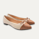 Camila Bow Two-Tone Cream Pointed Flats