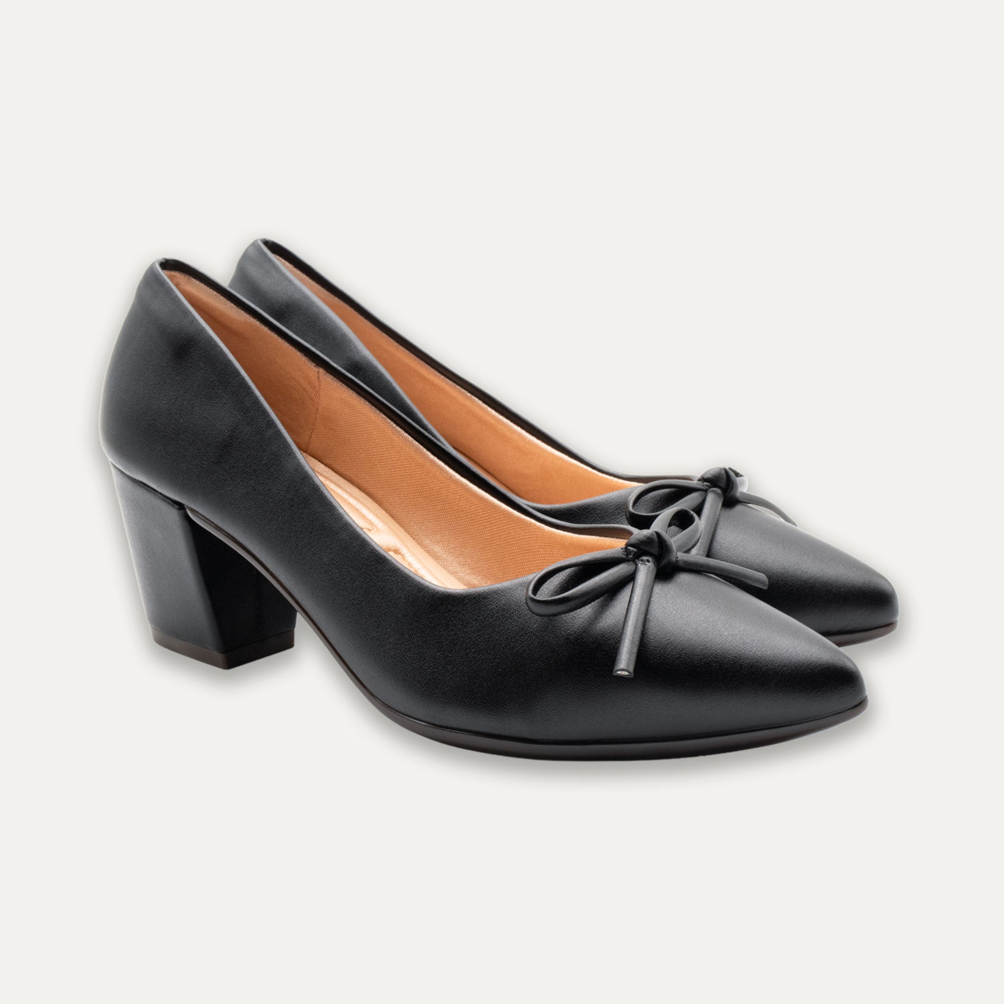 Valera Black Pointed Toe Block Heels