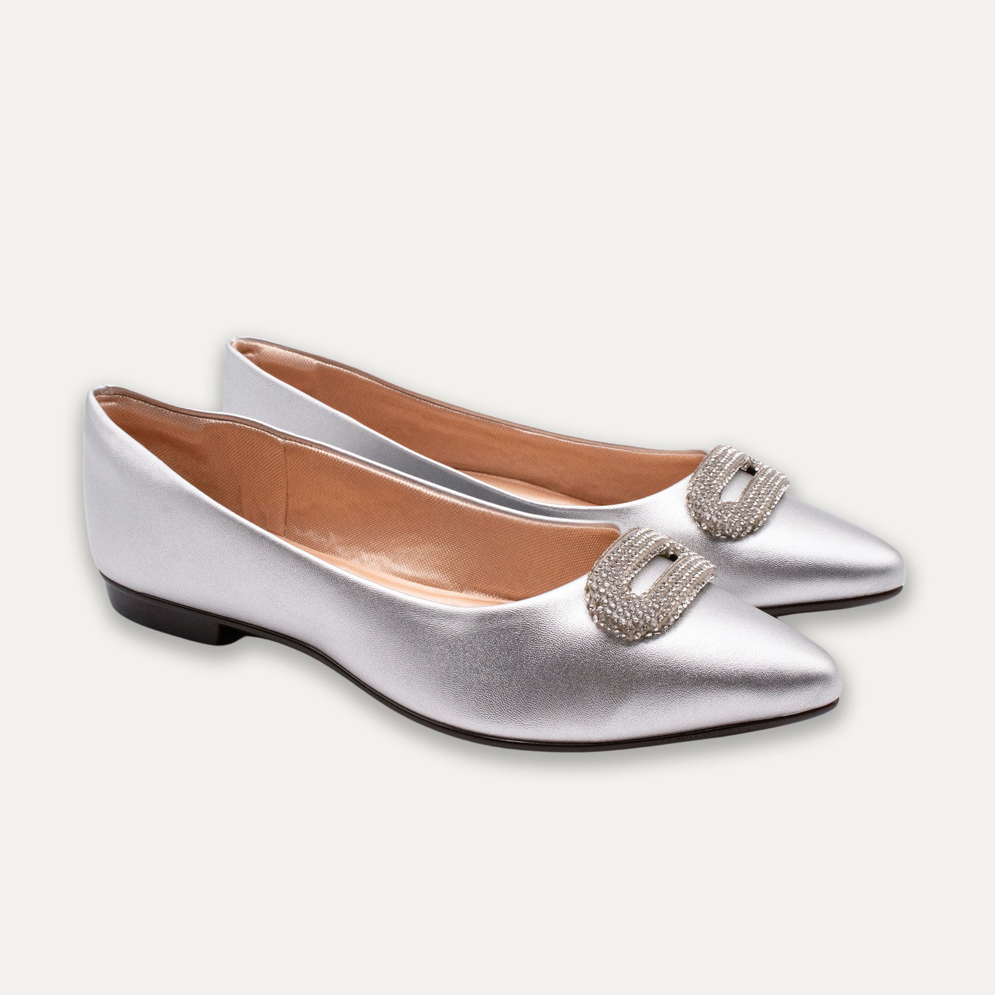 Adelina Pointed Toe Flats Light Silver