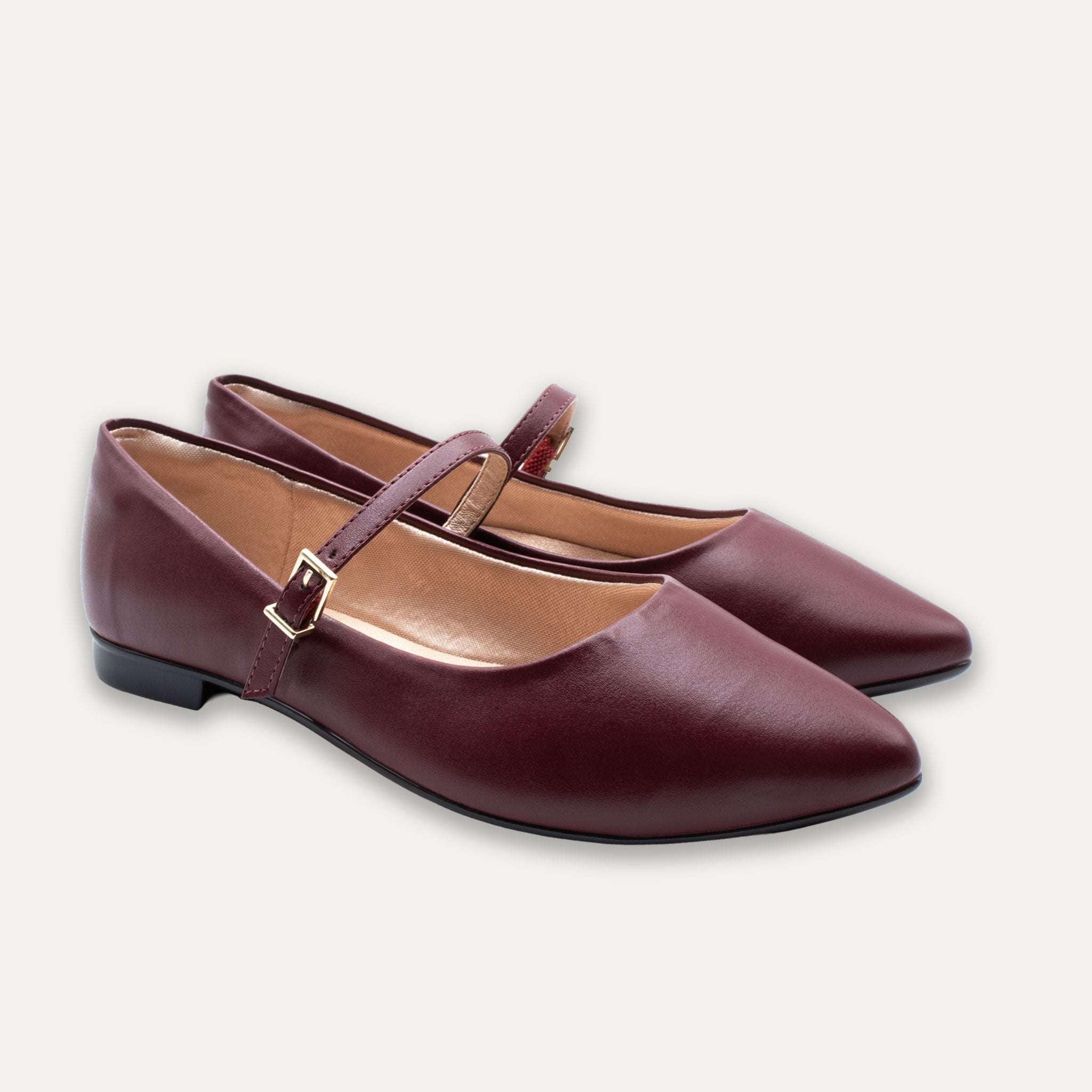 Mia Burgundy Mary Jane Pointed Flats