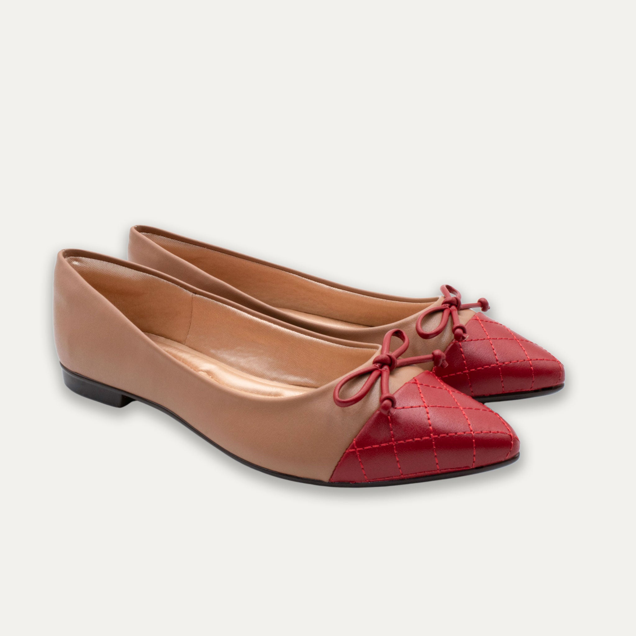 Camila Bow Two-Tone Tan Pointed Flats – Dear Bliss