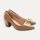 Verena Cappuccino Pointed Toe Block Heels