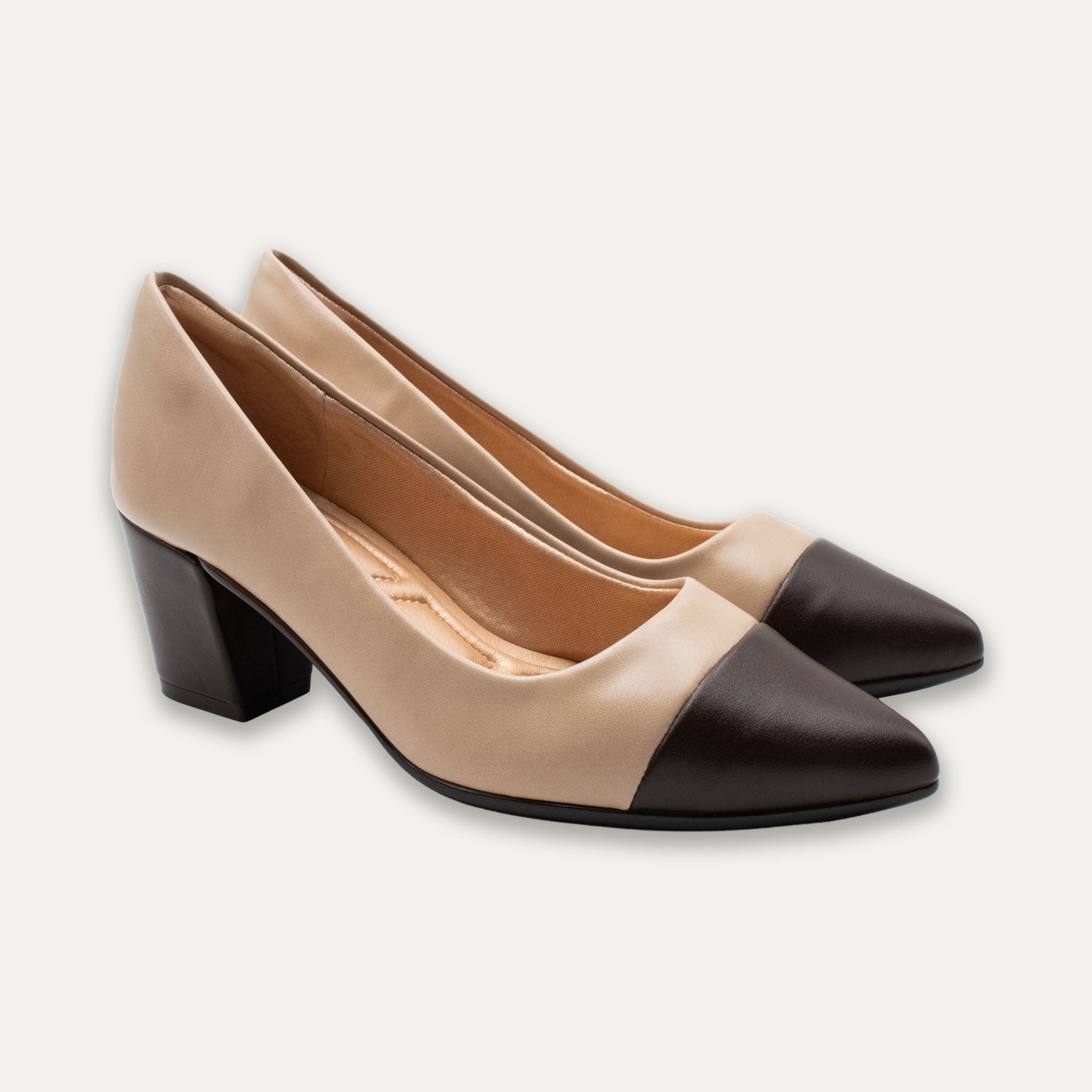Vilma Two-Tone Nude Block Heels