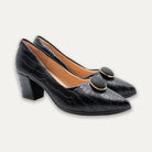 Vania Black Pointed Toe Block Heels
