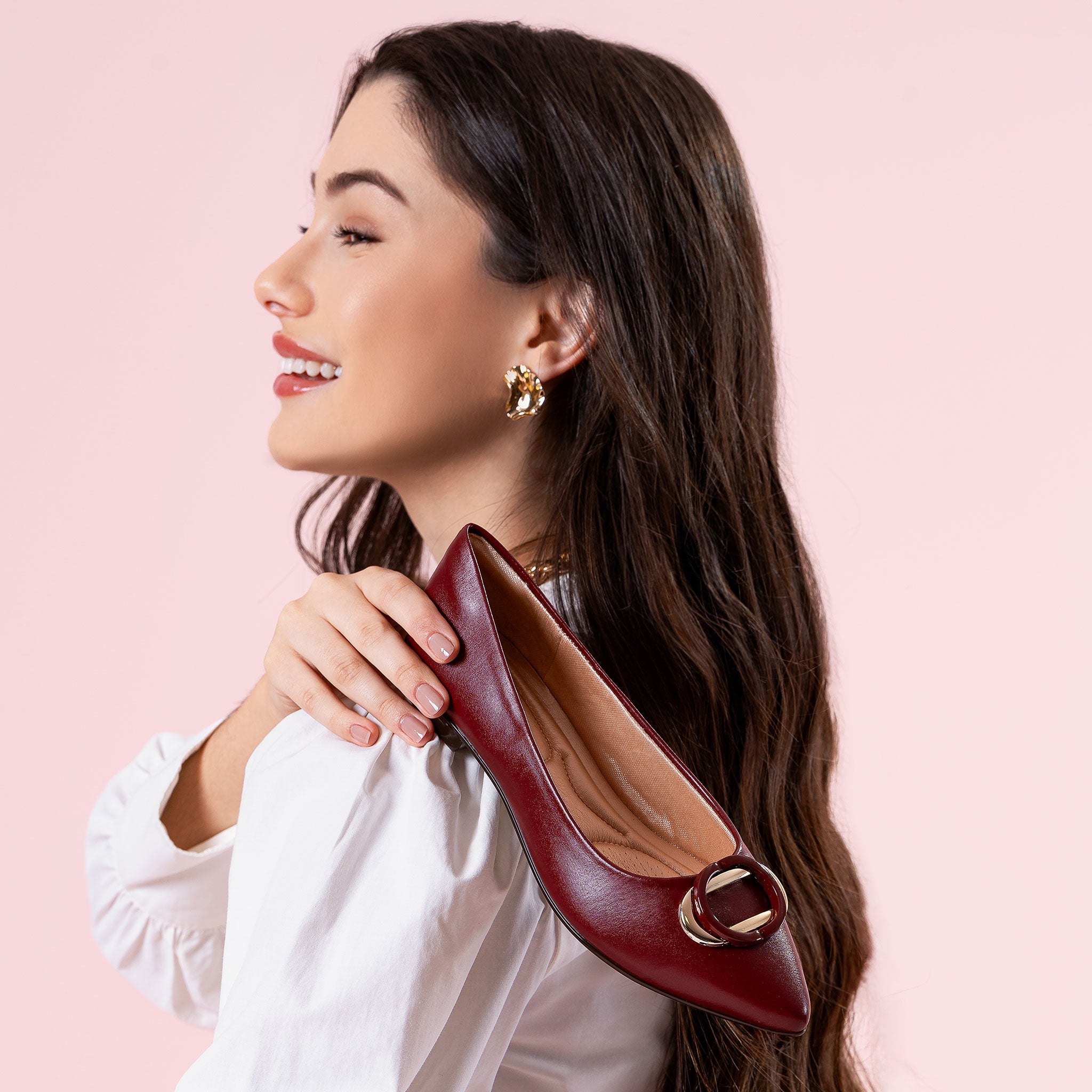 Isabella Burgundy Pointed Toe Flats