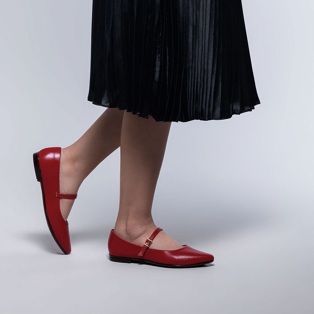 Mia Red Mary Jane Pointed Flats