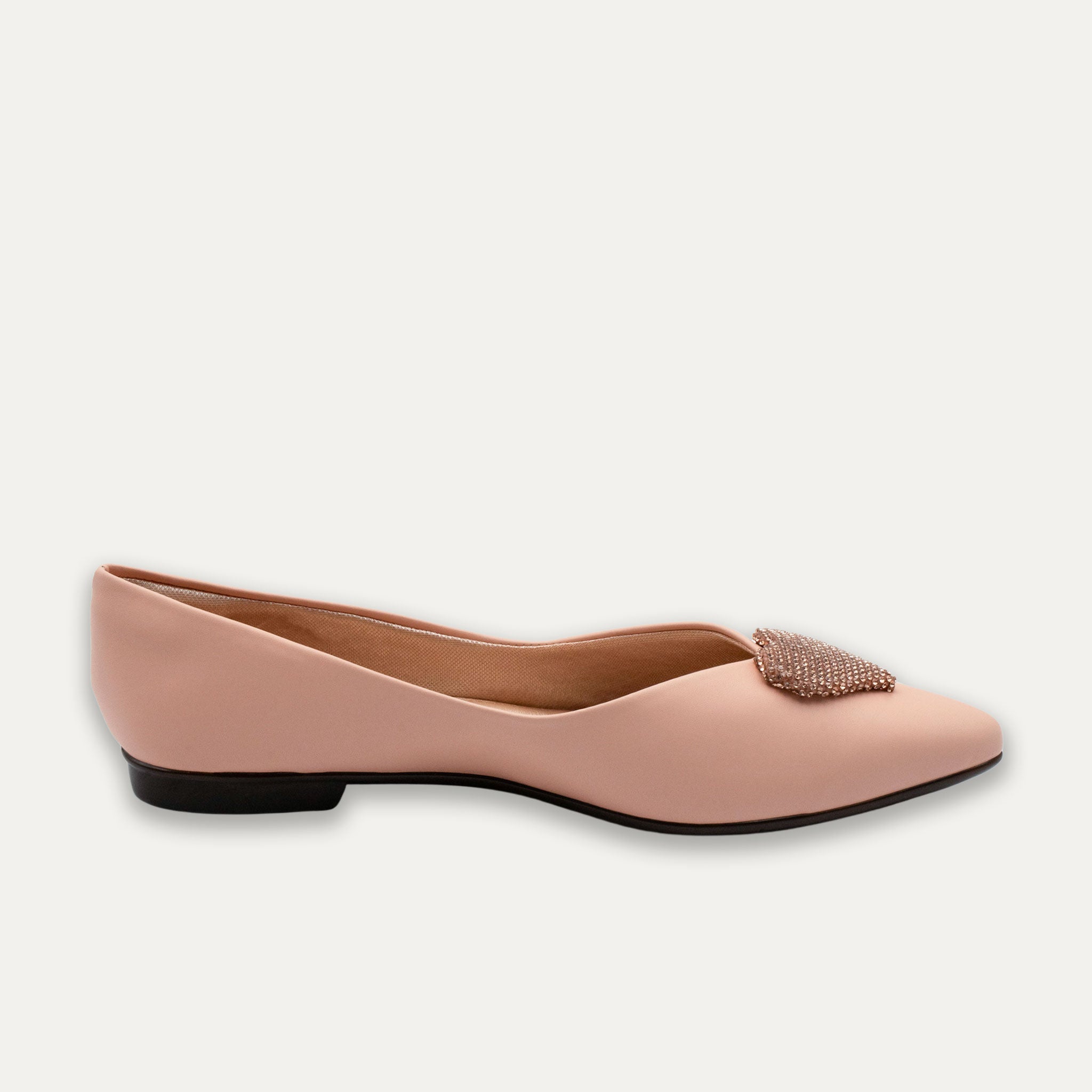 Leticia Heart Pointed Toe Flats Apricot