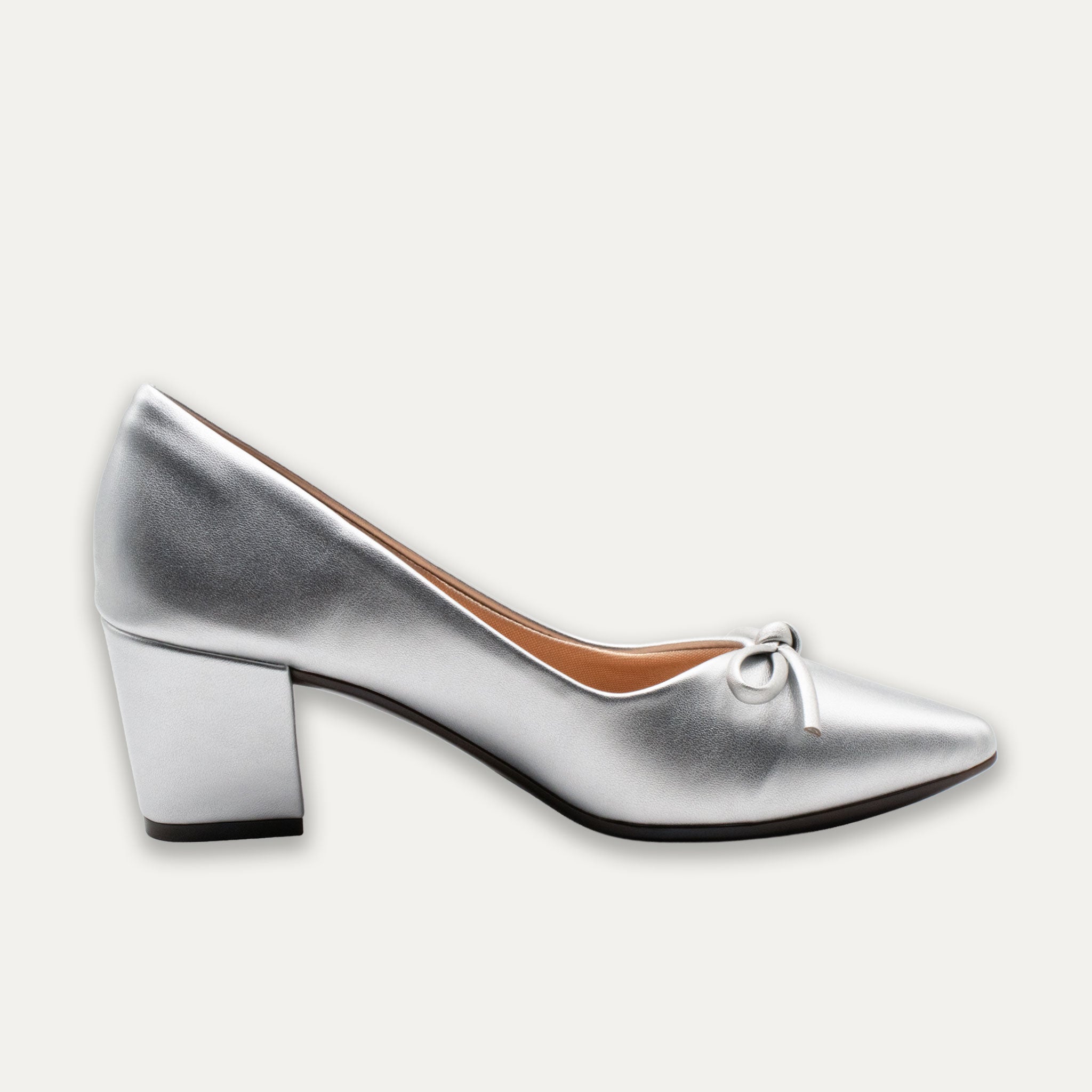 Valera Silver Pointed Toe Block Heels