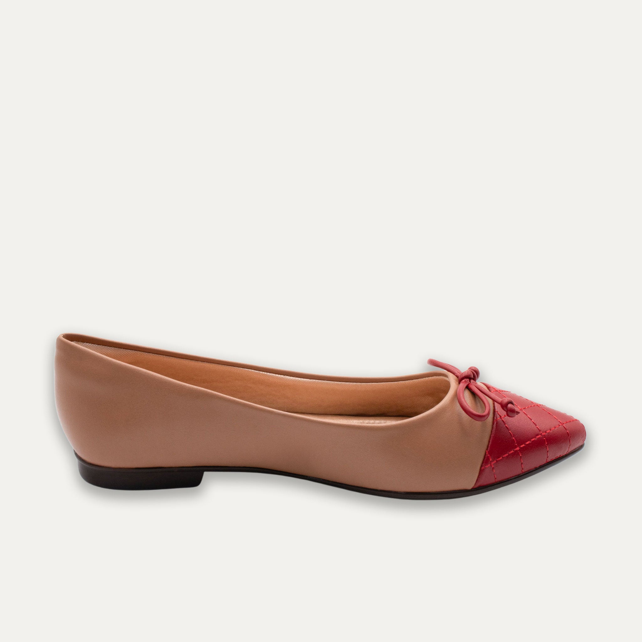 Camila Bow Two-Tone Tan Pointed Flats