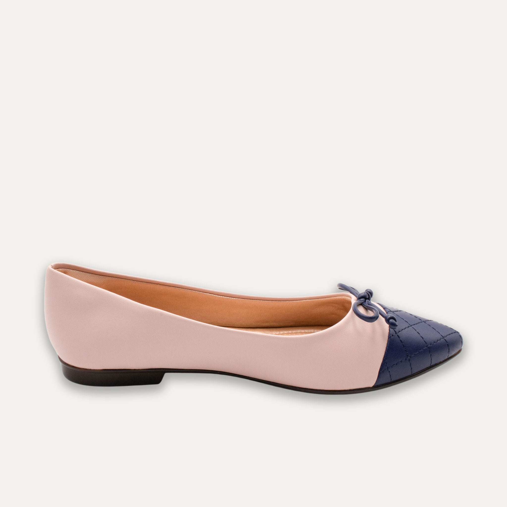 Camila Bow Two-Tone Tea Rose Pointed Flats