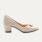 Vania Off-White Pointed Toe Block Heels