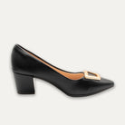 Verena Black Pointed Toe Block Heels