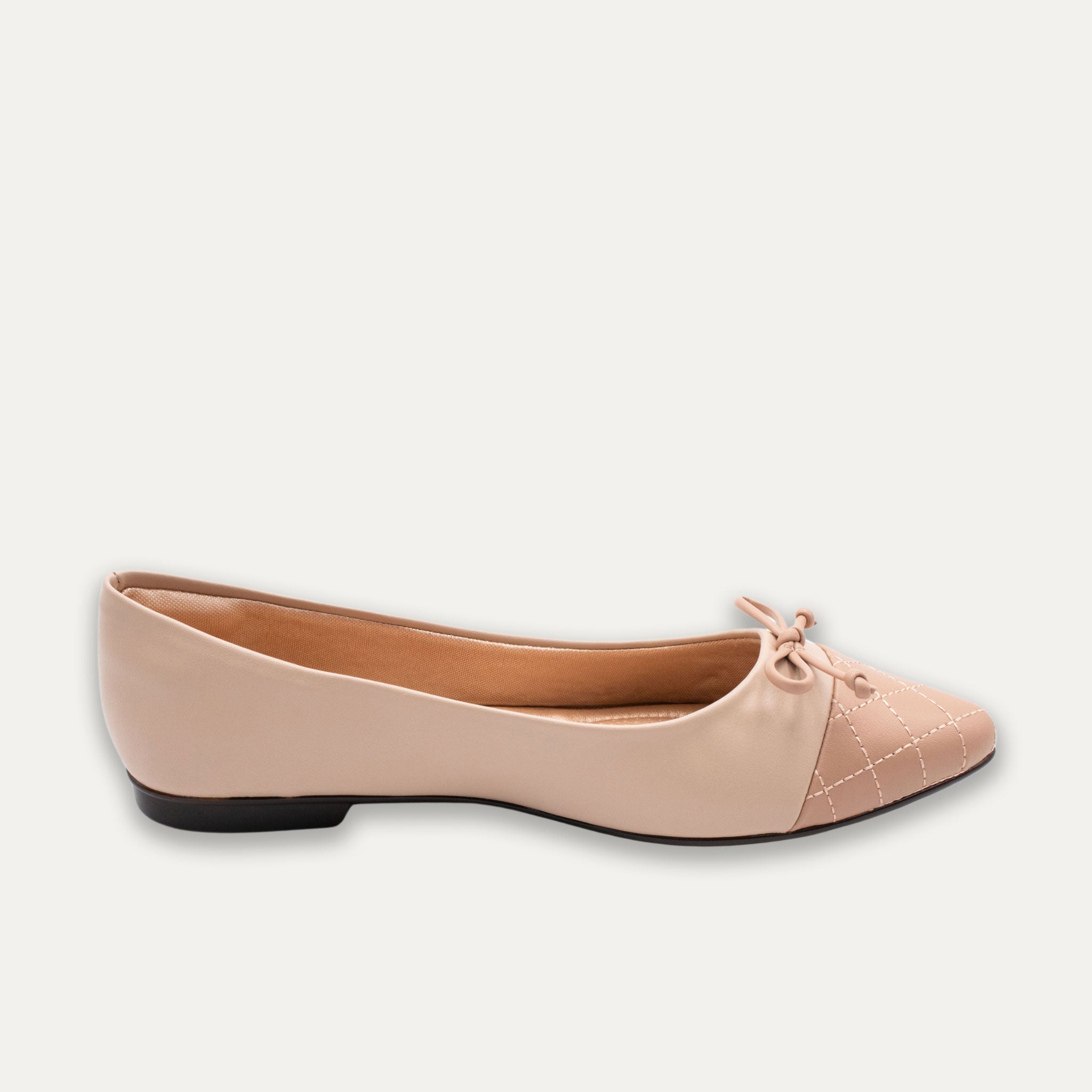 Camila Bow Two-Tone Nude Pointed Flats