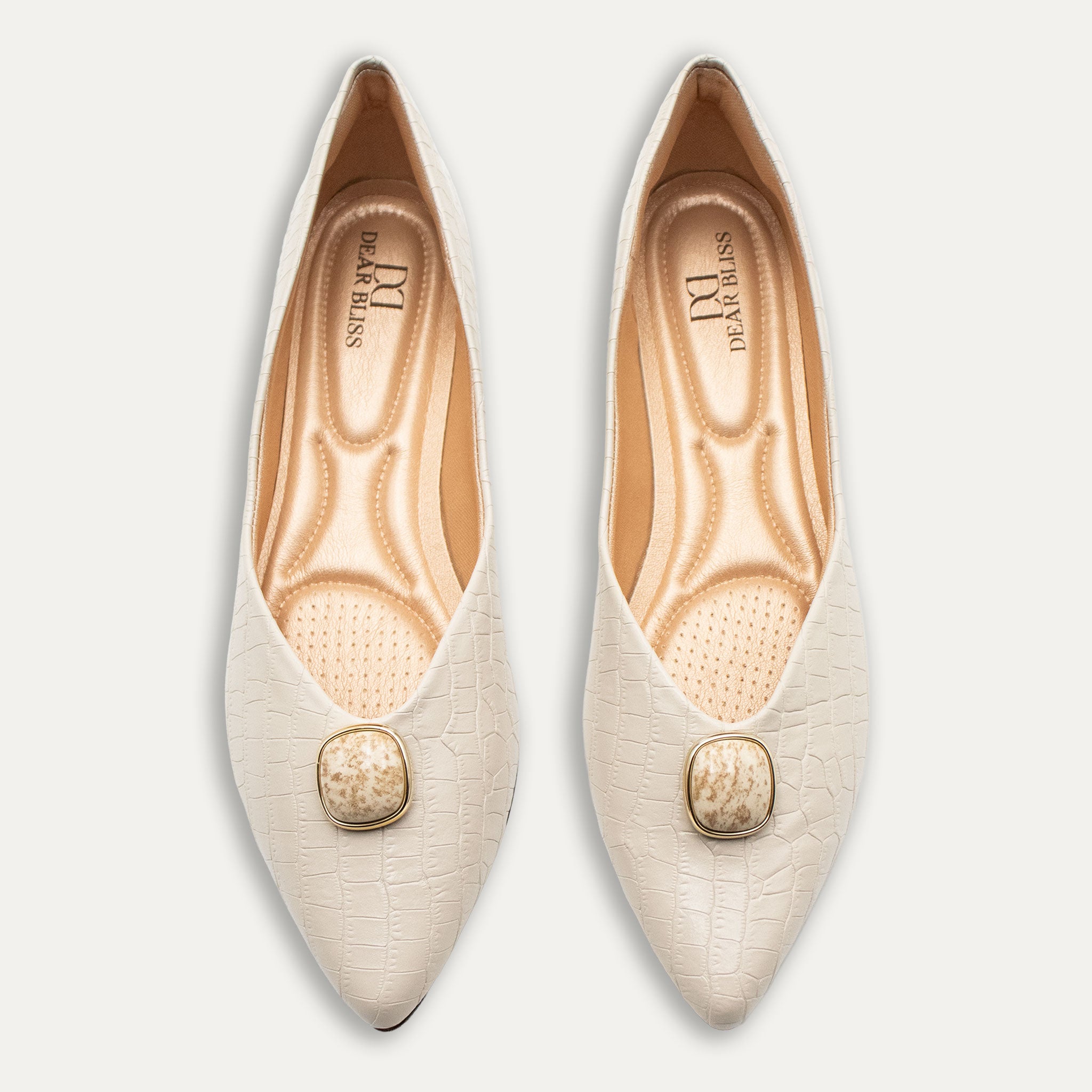 Antonia Off-White Pointed Toe Flats