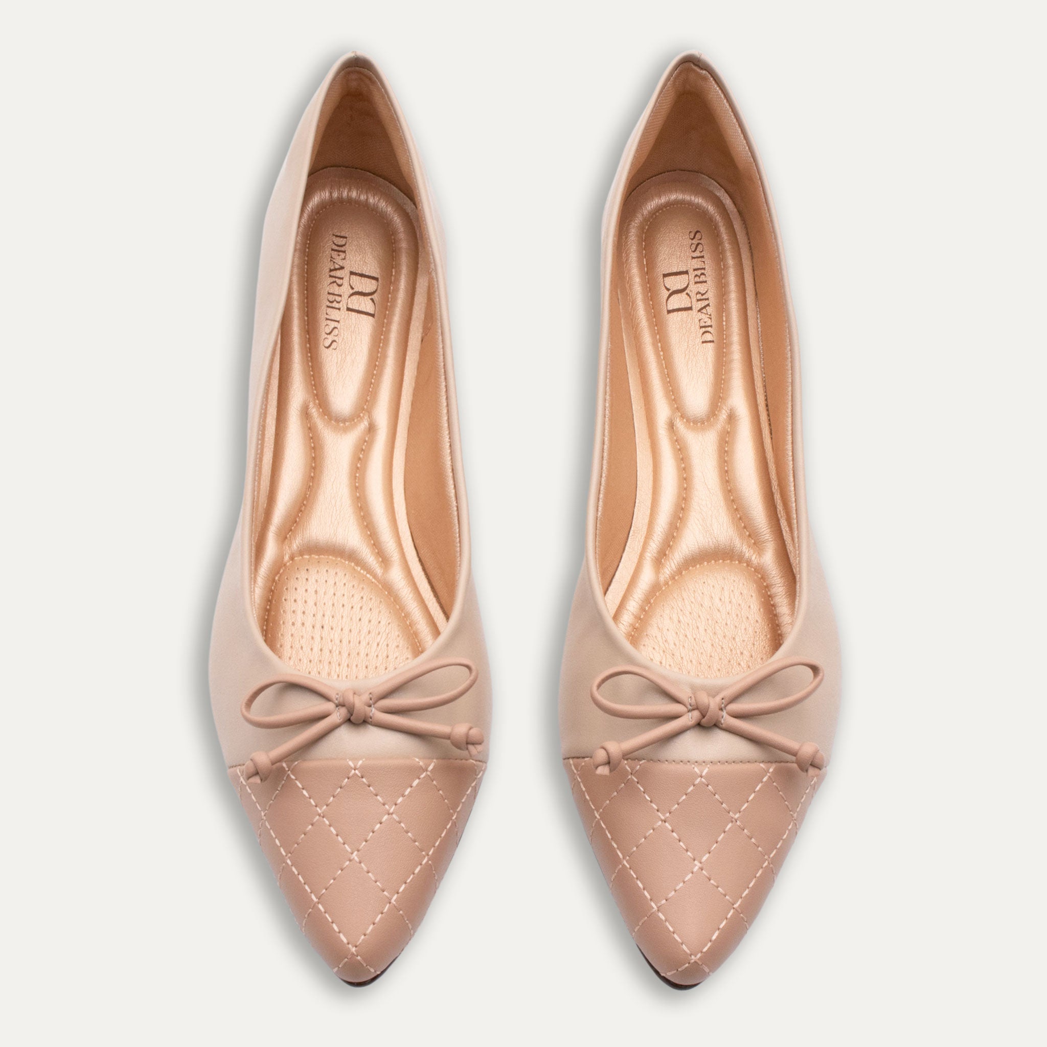 Camila Bow Two-Tone Nude Pointed Flats