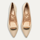 Violeta Latte Pointed Toe Block Heels