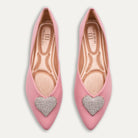 Leticia Heart Pointed Toe Flats Pink