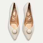 Vania Off-White Pointed Toe Block Heels